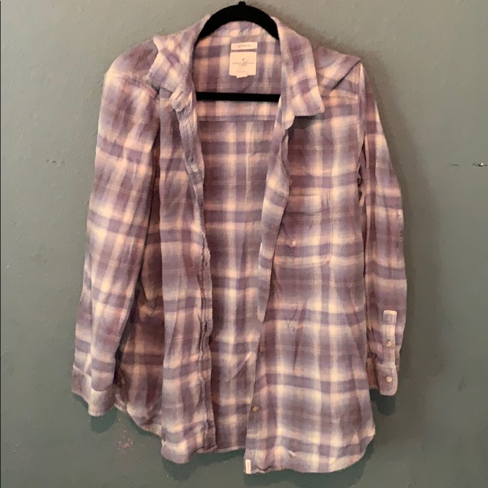 Oversized distressed flannel